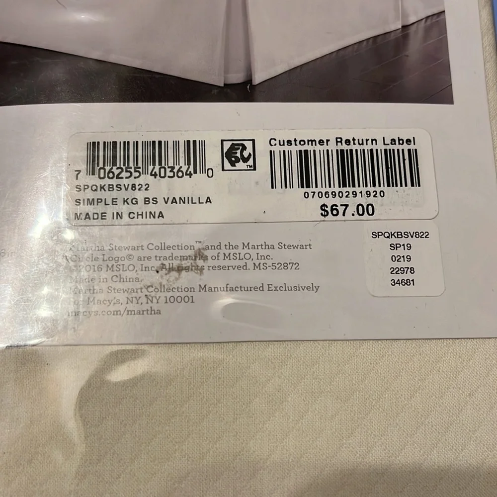 Martha Stewart King Bed Skirt 16” drop